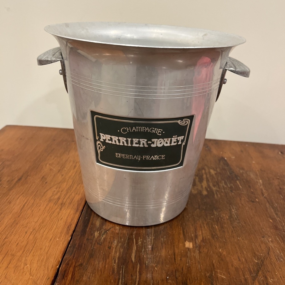 Vintage Perrier Jouet Champagne Ice Bucket French Metal Lightweight Cooler 8"